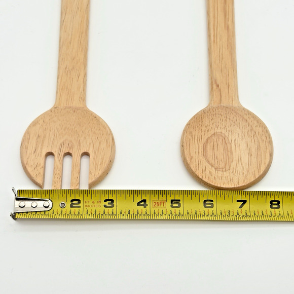 Vintage Winsome Wood Salad Spoon Fork Server 14" Long - Picture 8 of 8